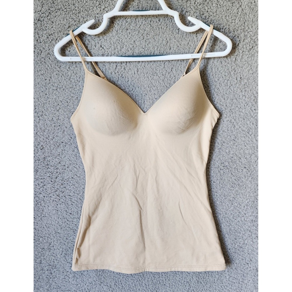 Maidenform‎ Camisole Women Medium Beige Built-in Bra Adjustable Straps 00509